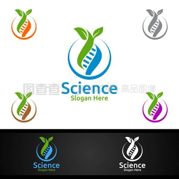 微生物学、生物技术、化学或教育的有机科学和研究实验室标志